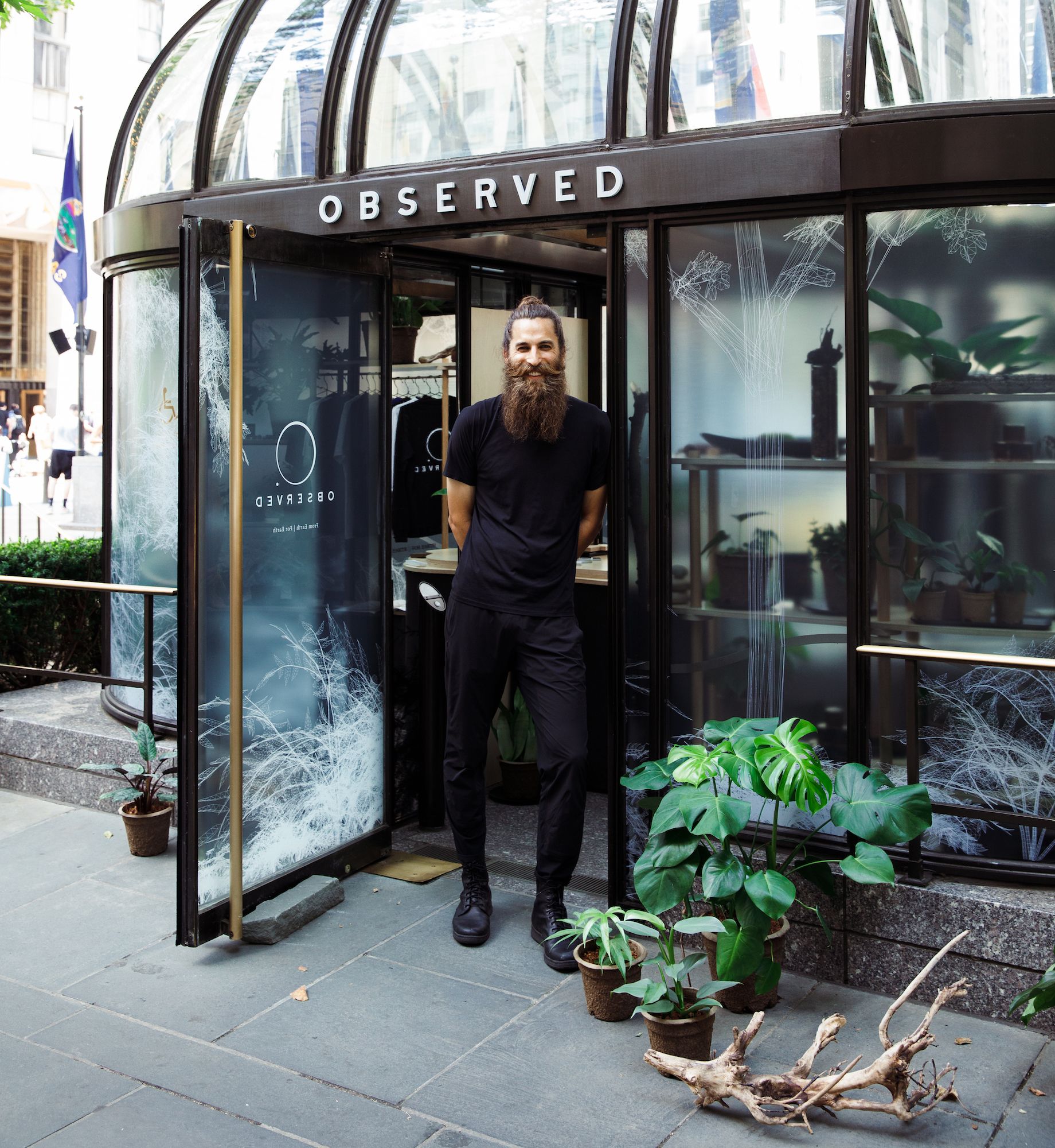 Founder Philip Kayden stands outside the OBSERVED pop-up store at Rockefeller Center