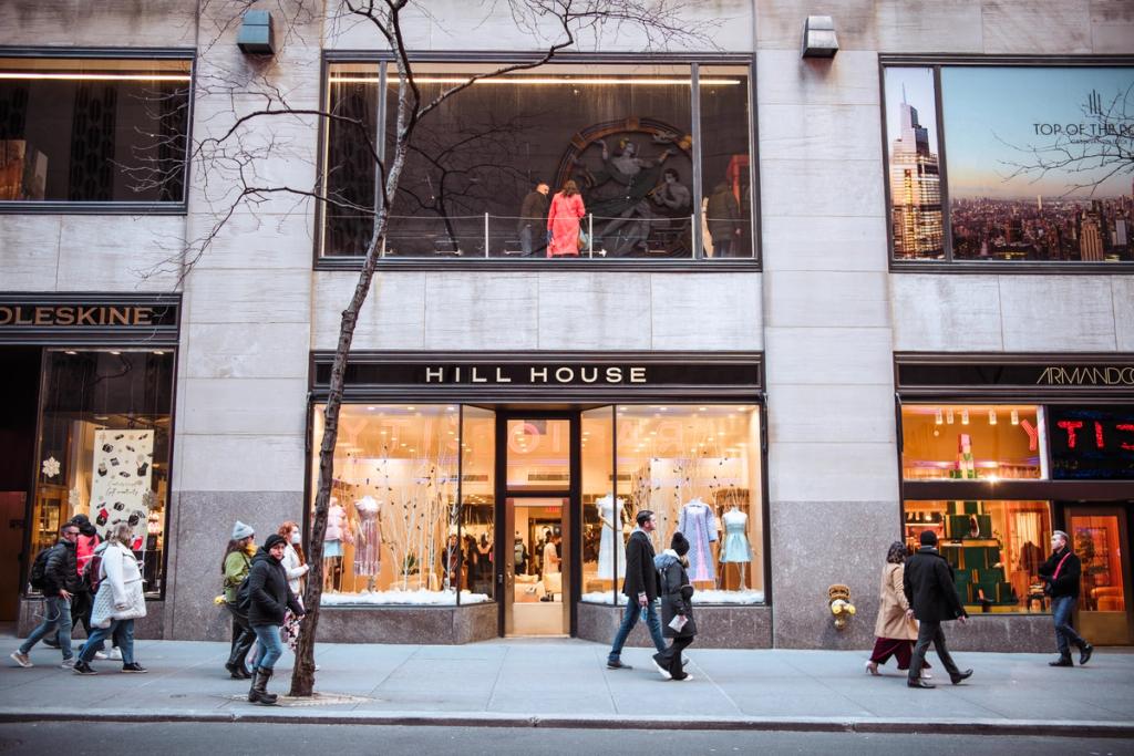 Hill House Home storefront at Rockefeller Center