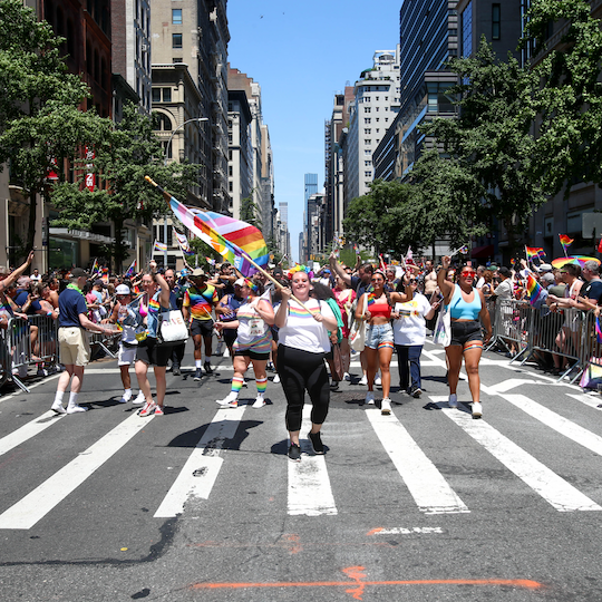 Group marching in the NYC Pride Parade