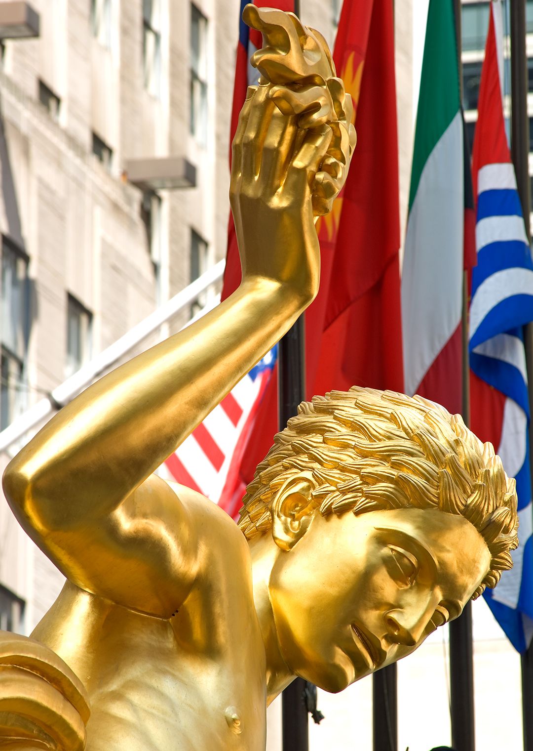 Famous Prometheus statue by Paul Manship, above the lower Plaza at Rockefeller Center.