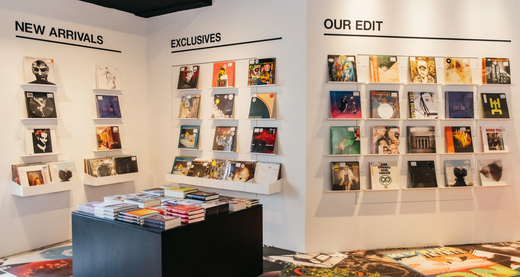 A display of Rough Trade's new arrival, exclusive and their edit records