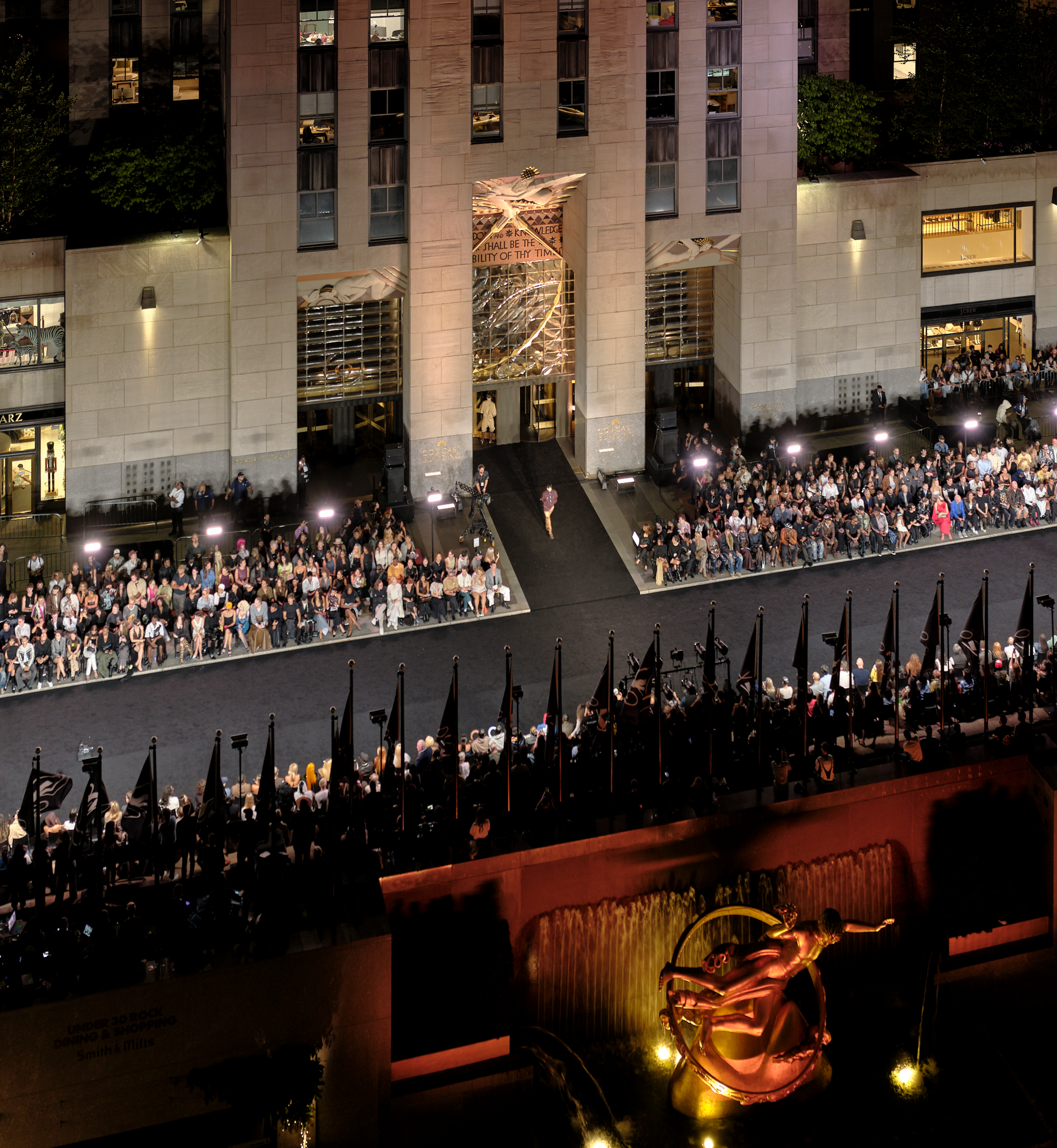 Aerial view of the LUAR fashion show at Rockefeller Center during New York Fashion Week