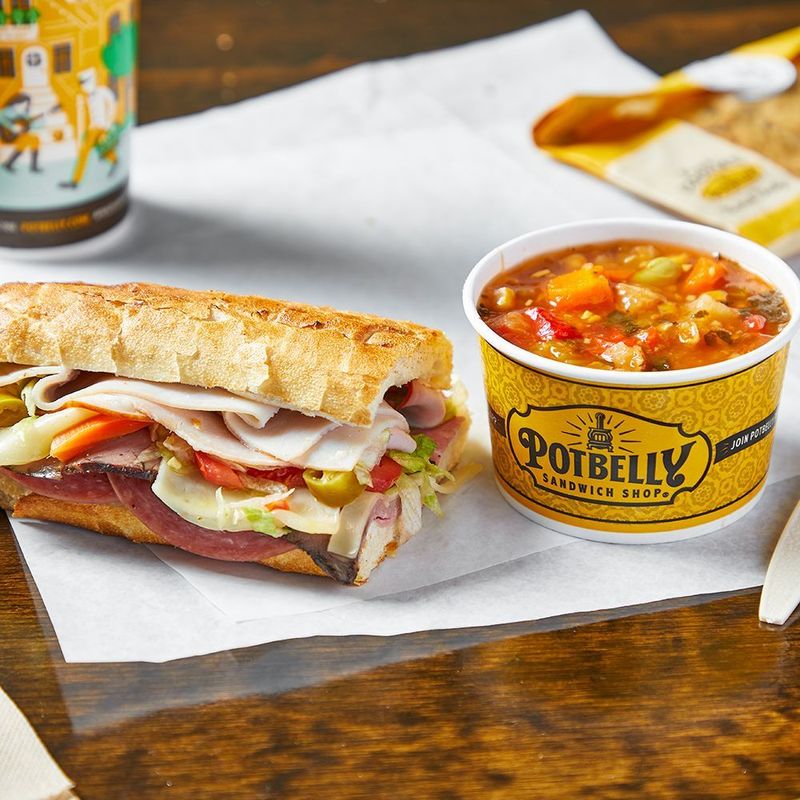 sandwich and soup from Potbelly
