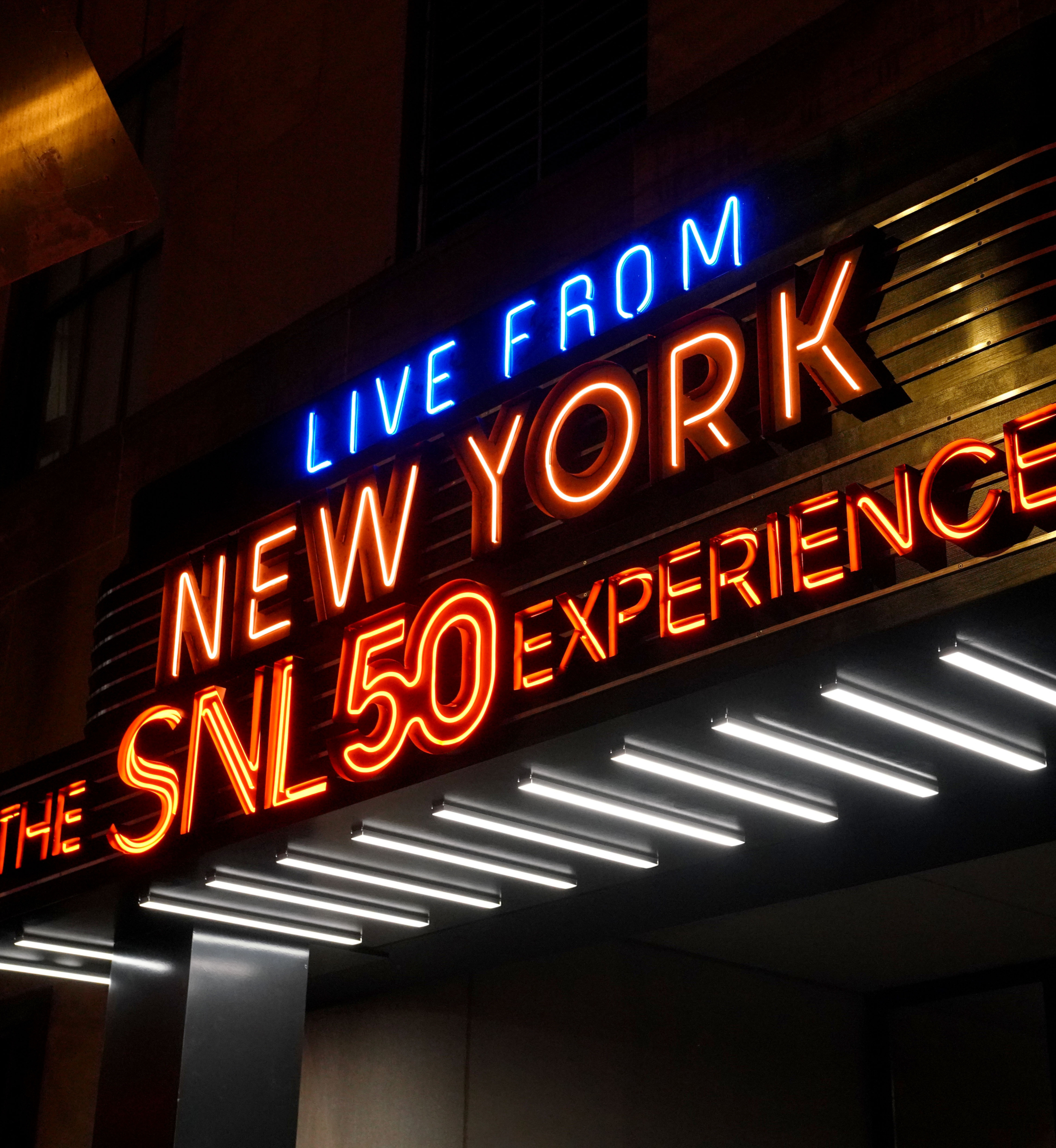 The marquee for the 'Live from New York: The SNL50 Experience'