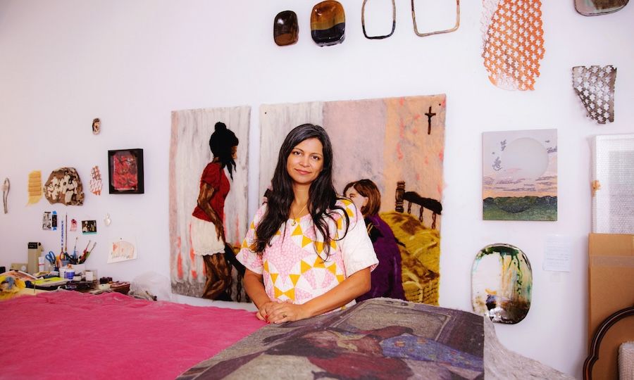 Artist Melissa Joseph inside her studio