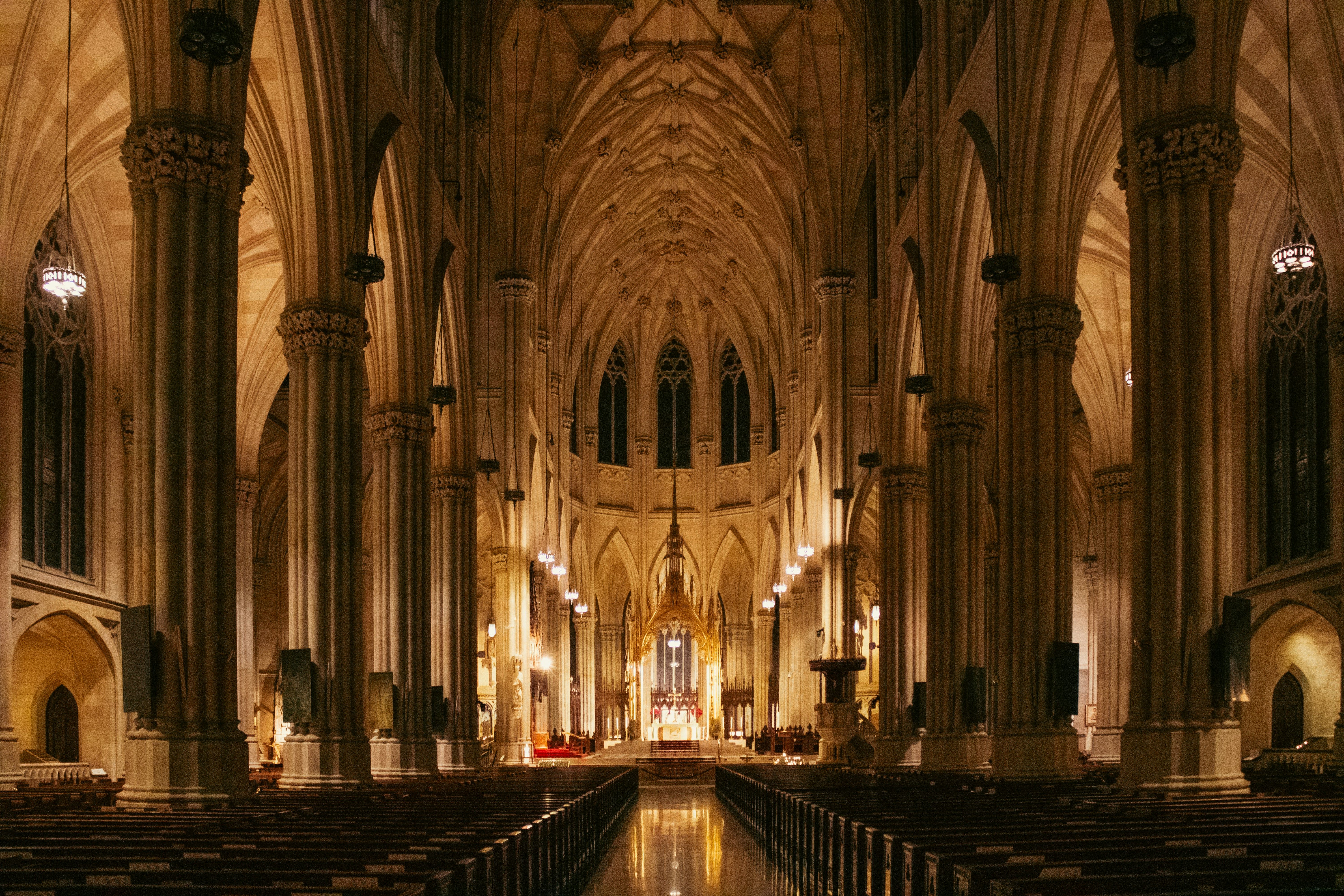 Interior view of St Patrick's Cathedral in Manhattan