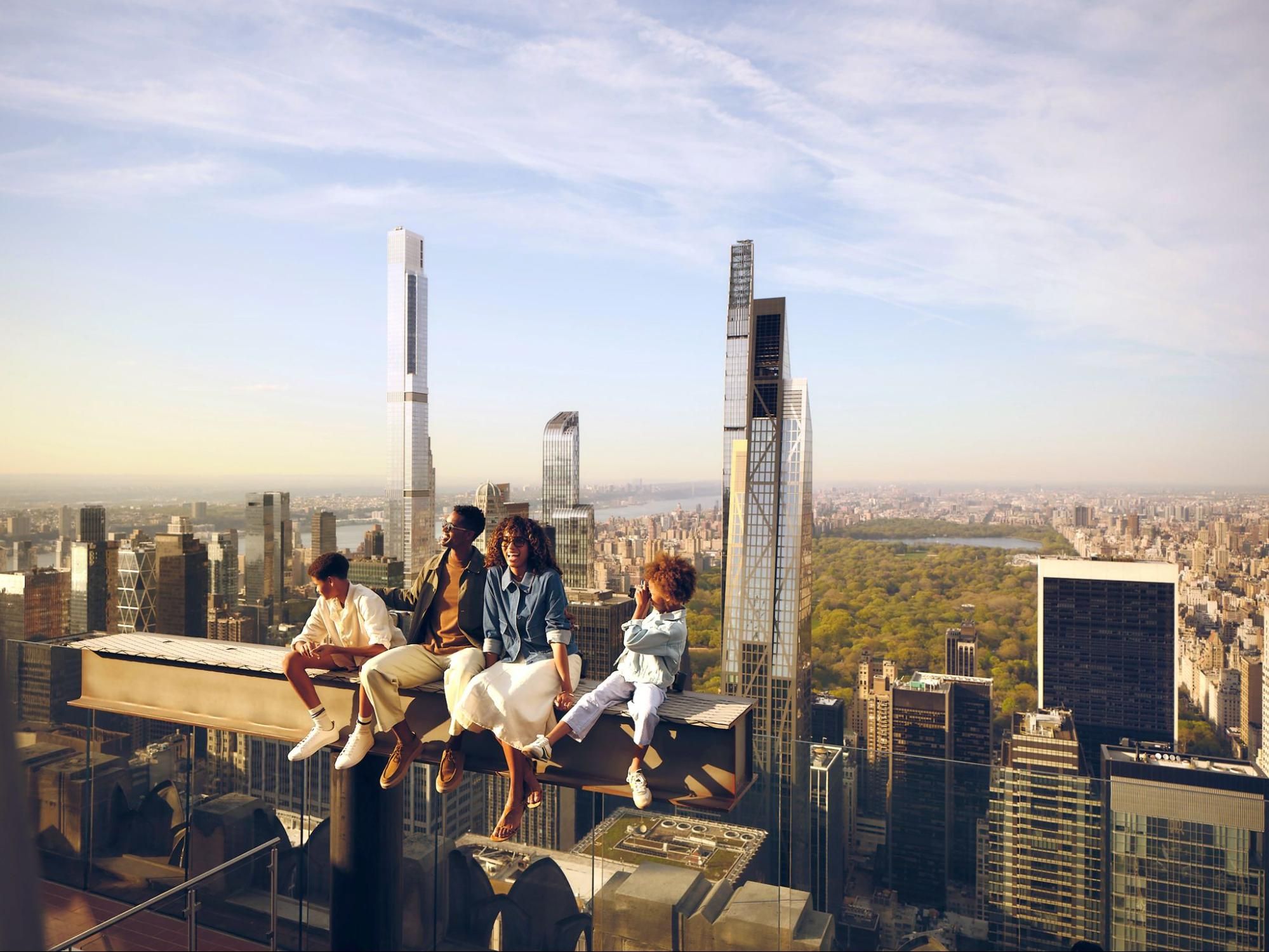 Family on The Beam at Rockefeller Center