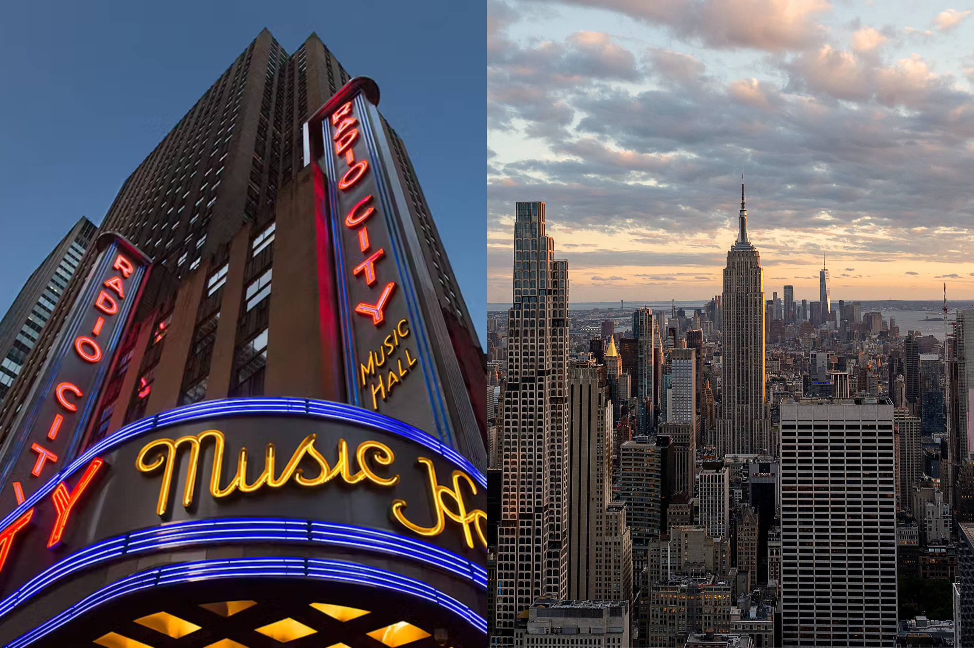 radio city music hall and new york city view