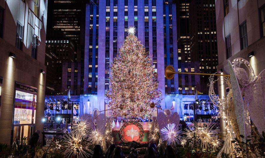 Tree Lights Rockefeller Center Stock Photo - Download Image Now
