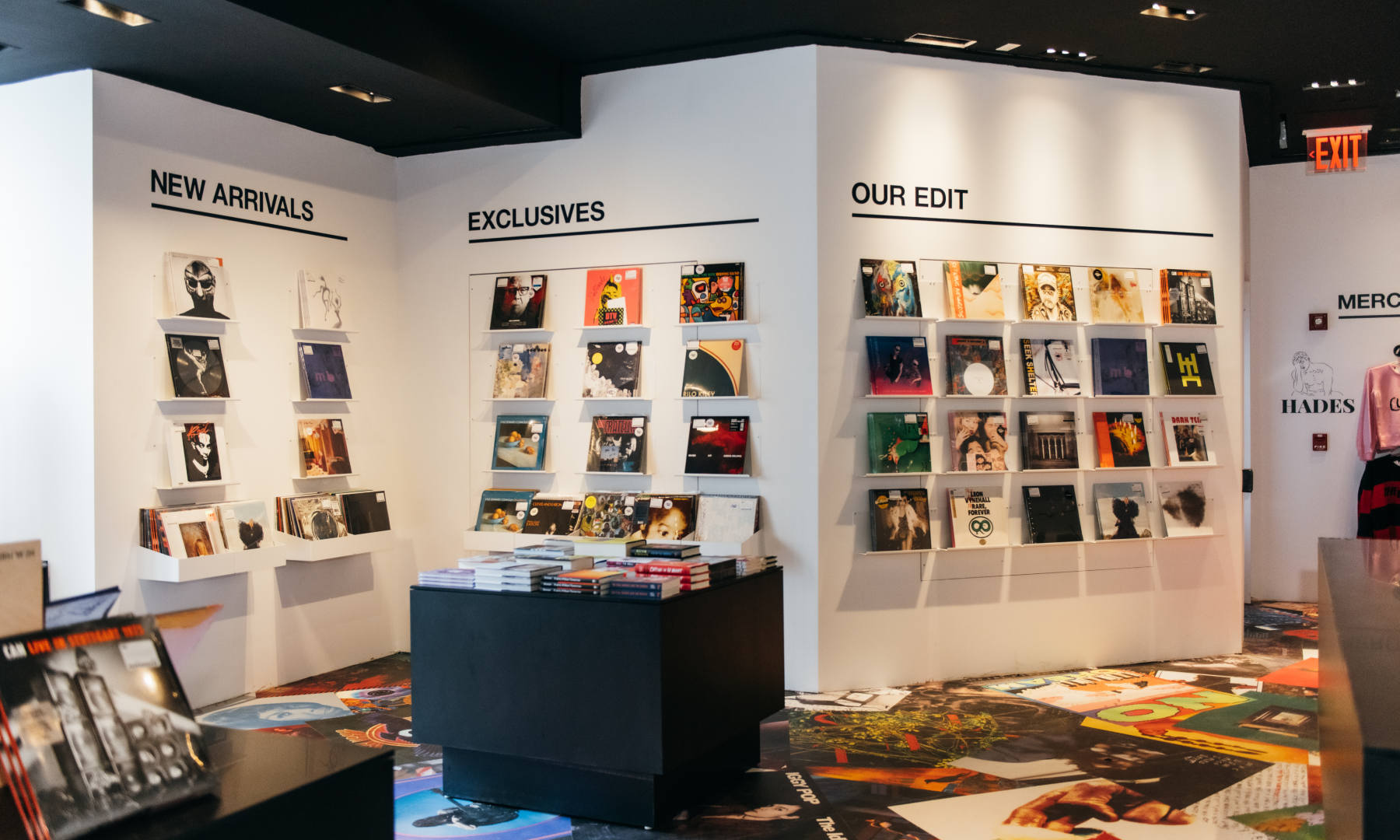 Curated displays of records at Rough Trade Above