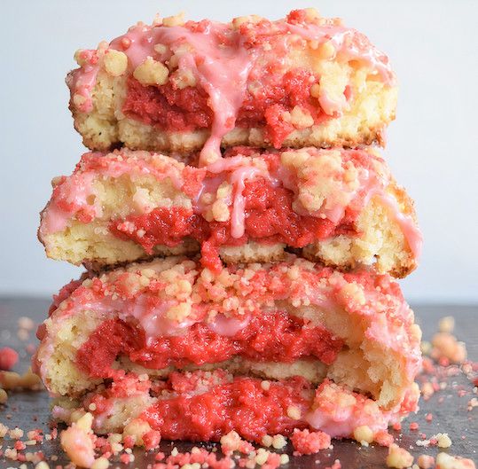 Stack of strawberry shortcake cookies from Chip City