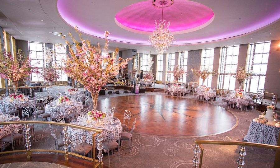 Pink floral decor at the Rainbow Room