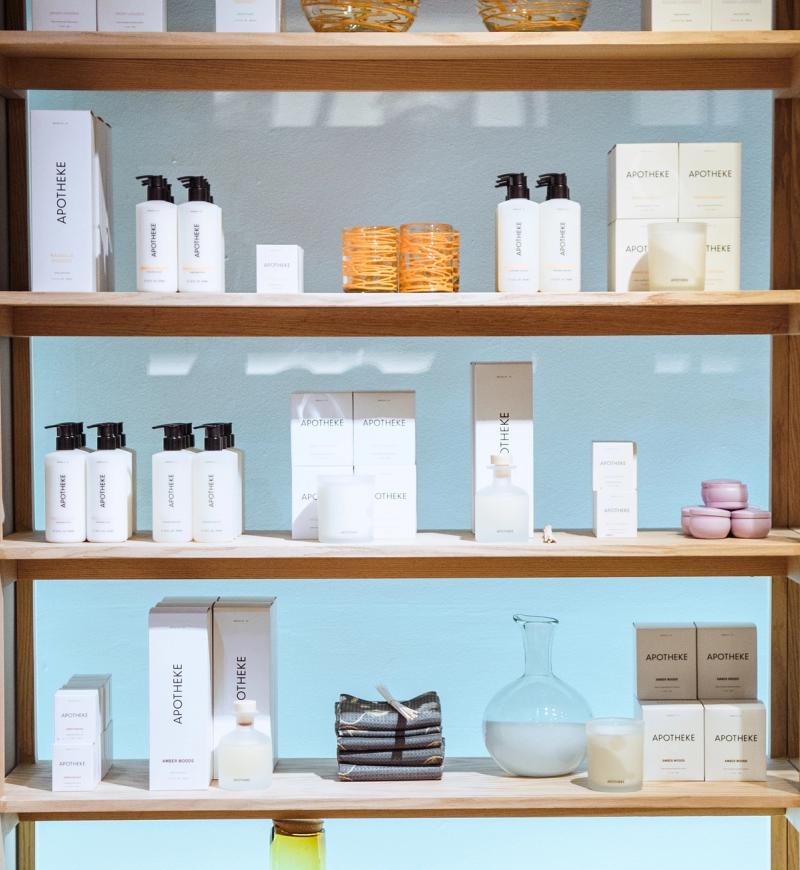 Items on display at the new Apotheke store at Rockefeller Center