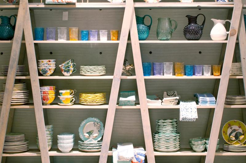 Anthropologie dishes and cups inside store