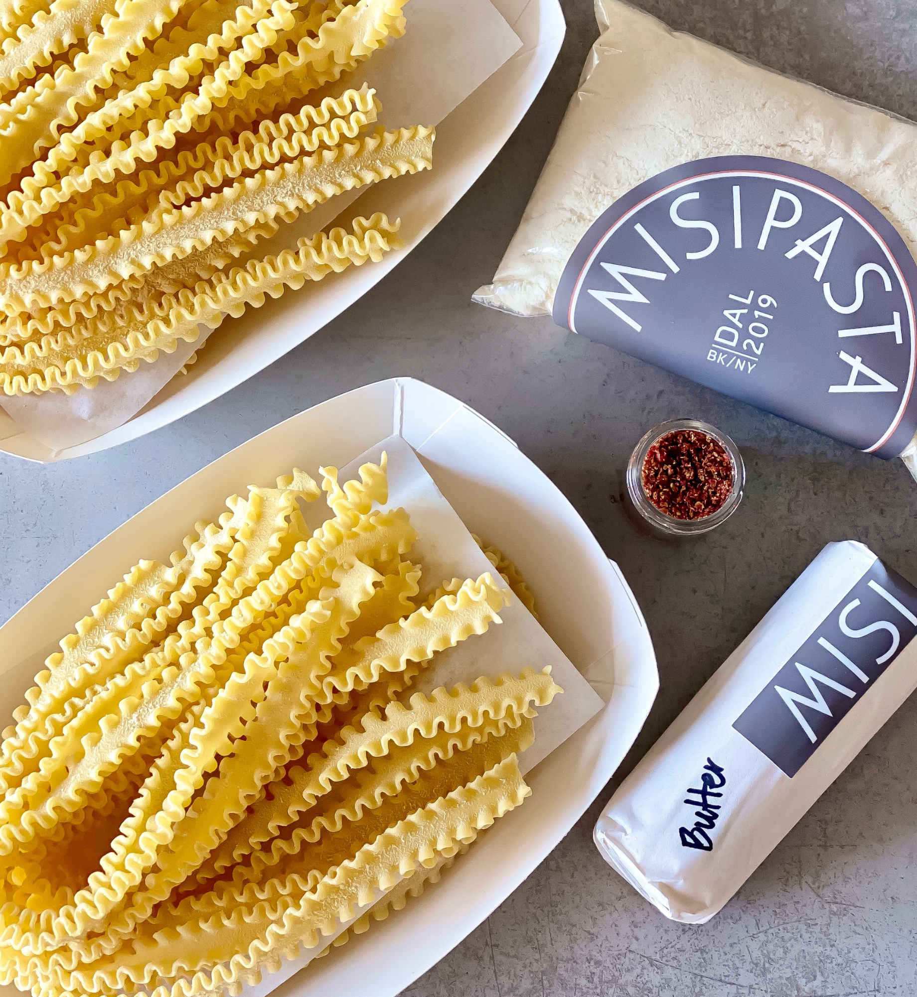 Various pasta products from MP at 30 Rockefeller Plaza