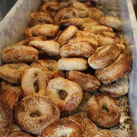 Pile of bagels from Black Seed Bagel at Rockefeller Center
