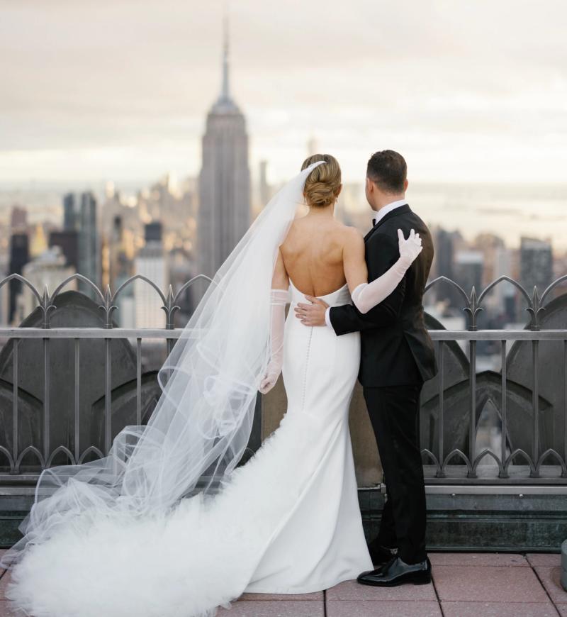 Bride and groom at Top of the Rock