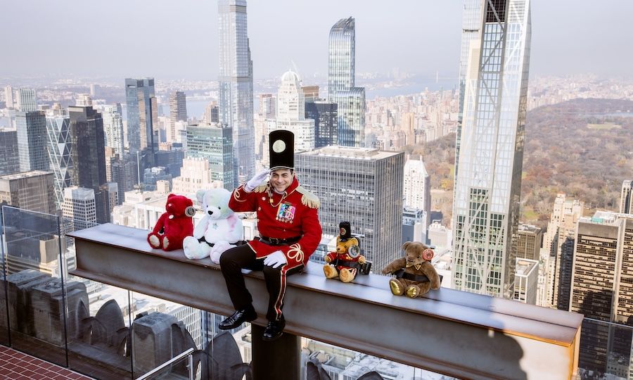 FAO toy soldier and teddy bears on The Beam at Top of the Rock
