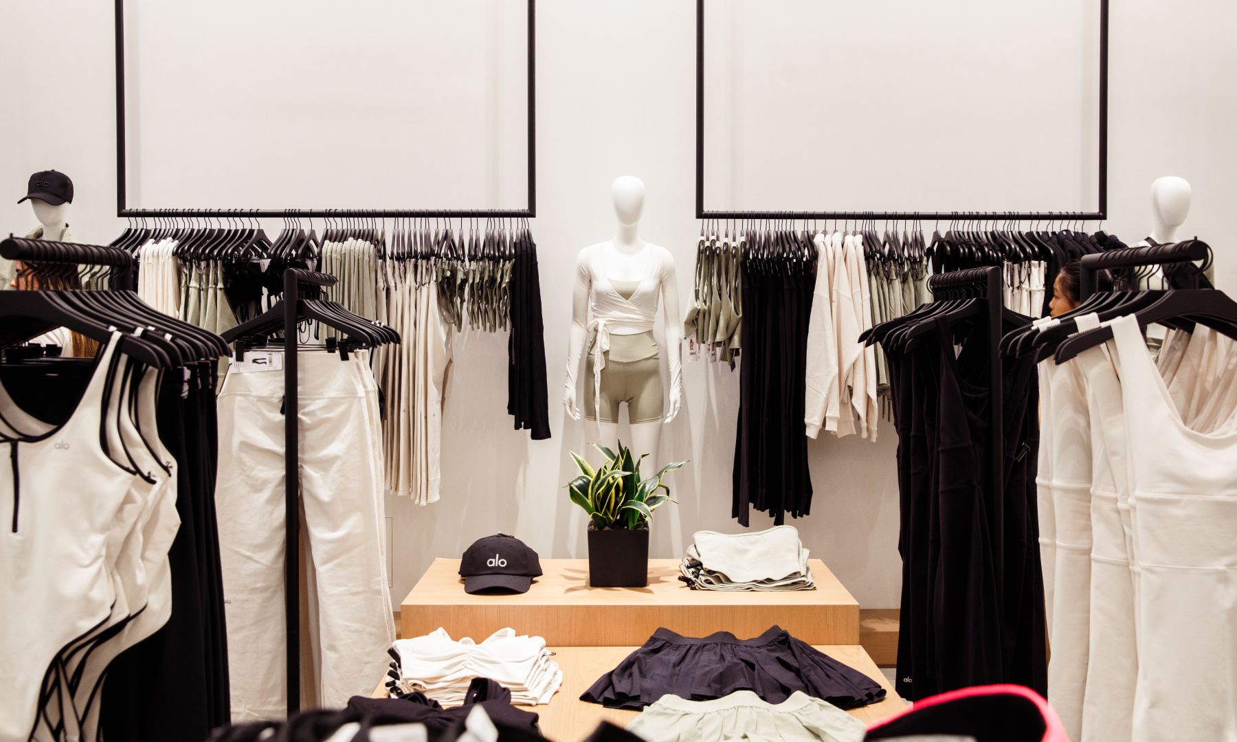 Athletic clothing on display at Alo Yoga at Rockefeller Center