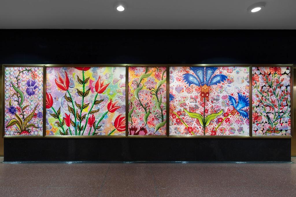 Floral murals by Max Colby on display at Rockefeller Center