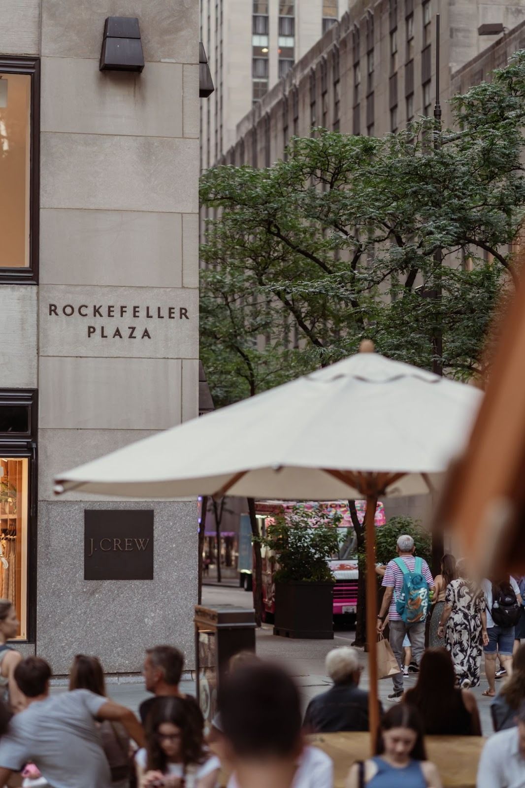 people walking next to rockefeller center