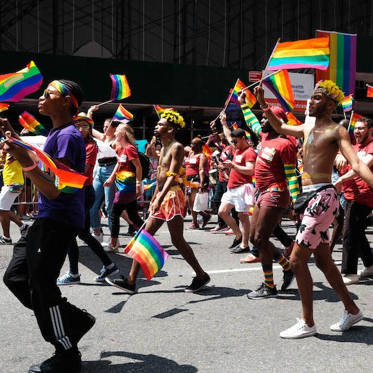 People walking in the New York City Pride Parade
