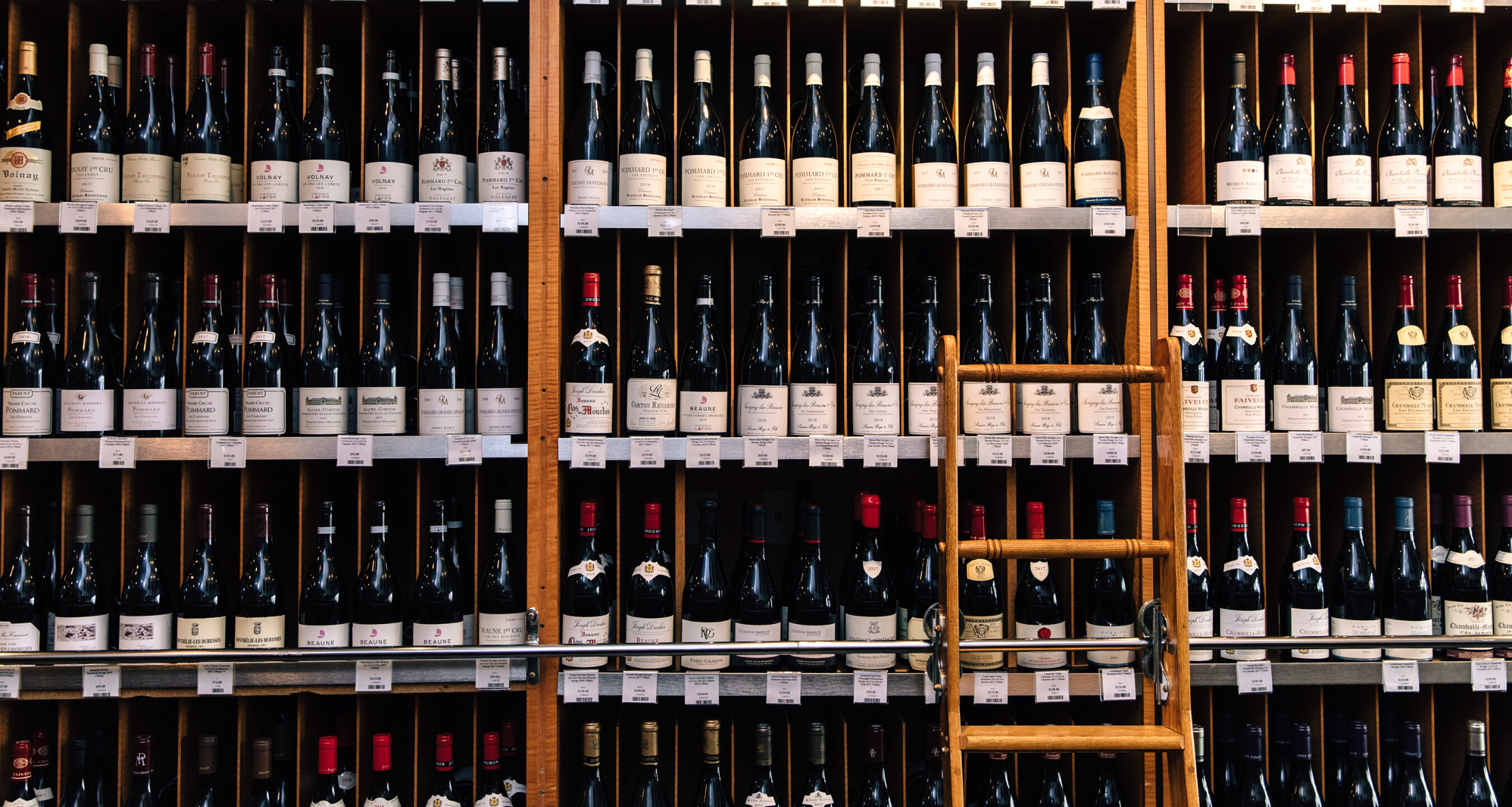 A large selection of wine bottles of Morrell & Company