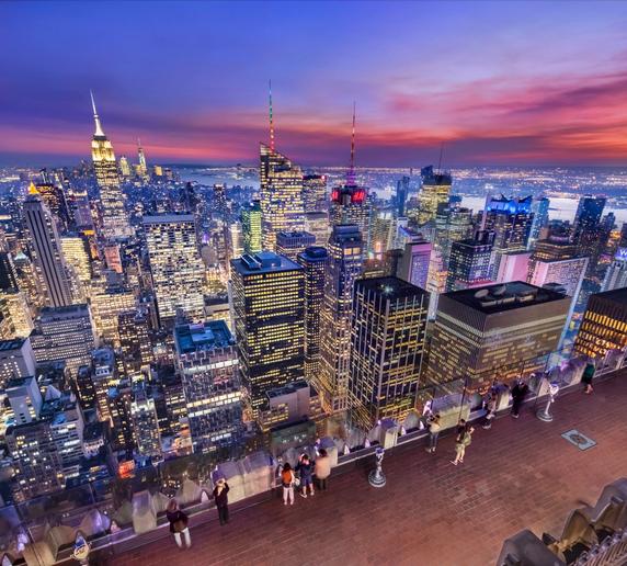 Blick von der Aussichtsplattform Top of the Rock auf Manhattan.