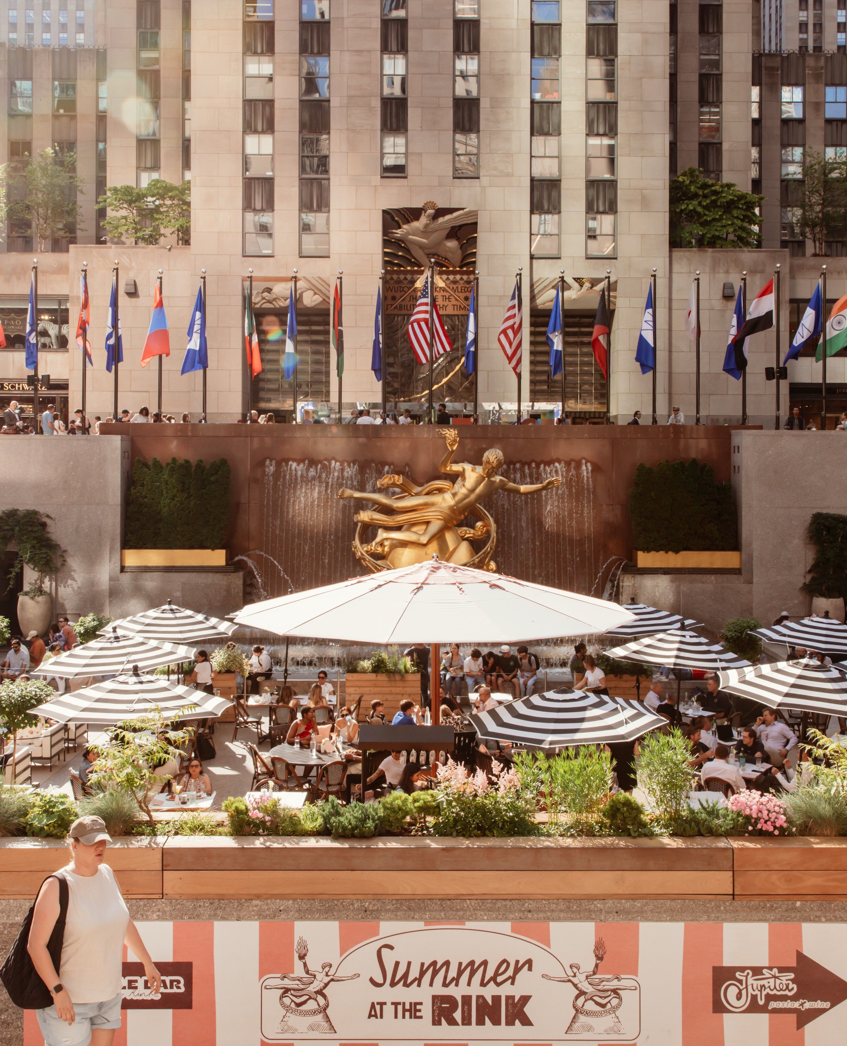 Tables set up at the Rink at Rockefeller Center