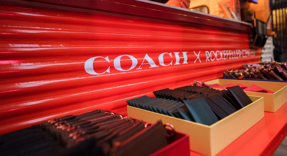 Display of Coach leather goods