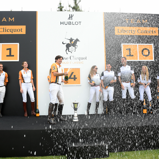 Nacho Figueras celebrates being named MVP at the Veuve Clicquot Polo Classic