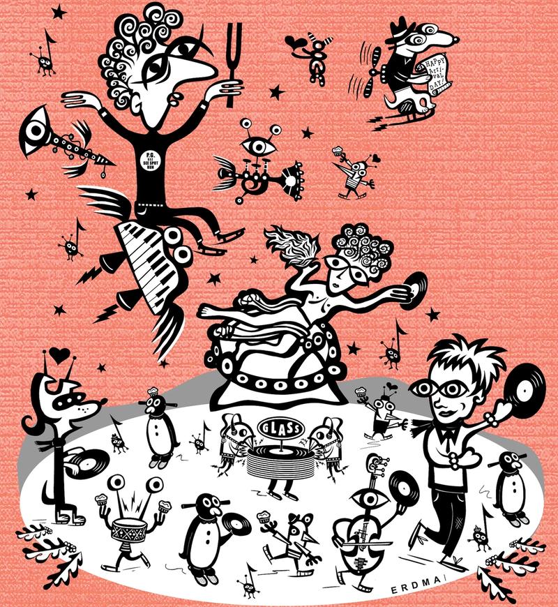 Illustration for Philip Glass's 85th birthday celebration at The Rink