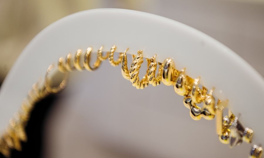 Selection of gold hoop earrings from Studs at Rockefeller Center