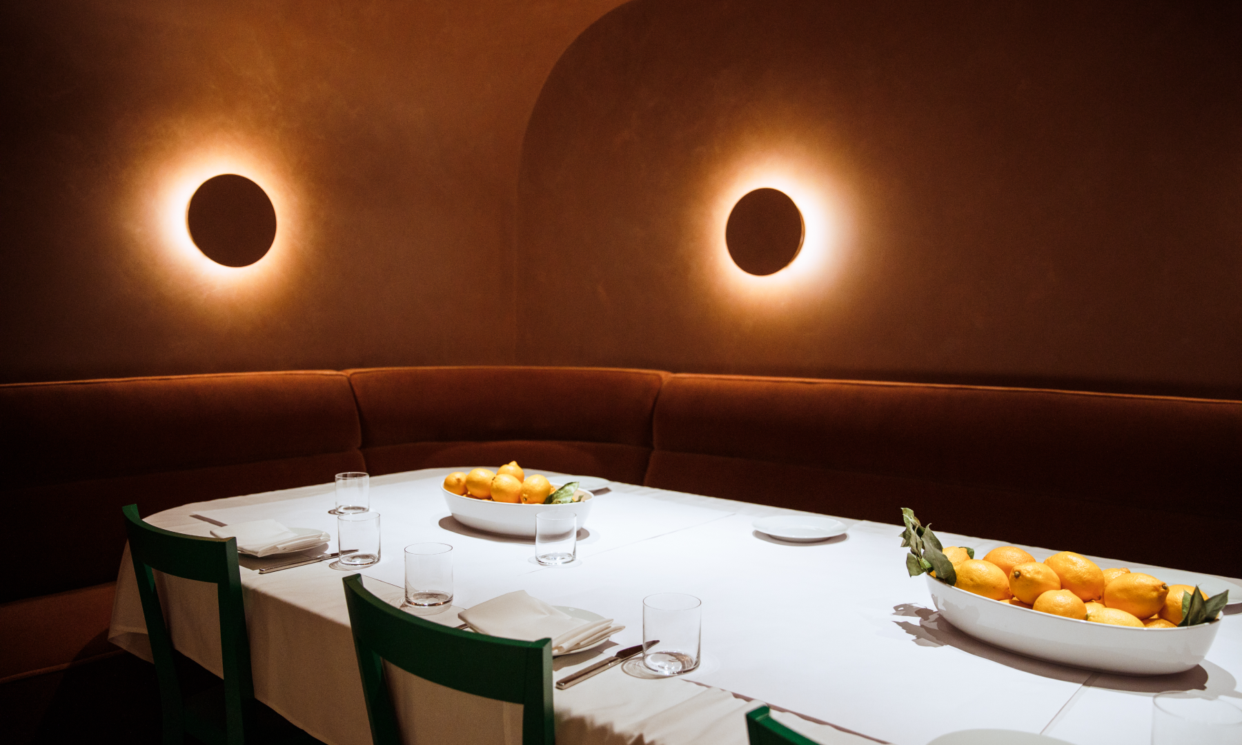 A table inside an alcove at Jupiter at Rockefeller Center