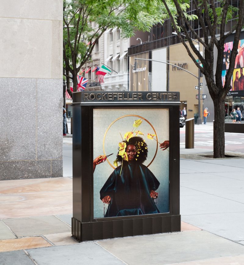 Maurice Harris' art installation signage at Rockefeller Center