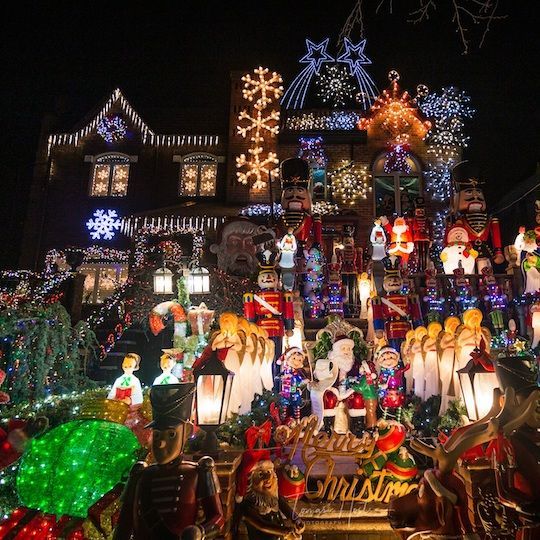 Home in Dyker Heights with Christmas decorations