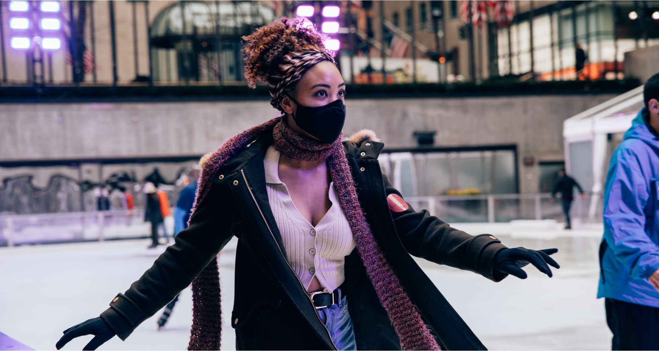 Young woman skating on the ice