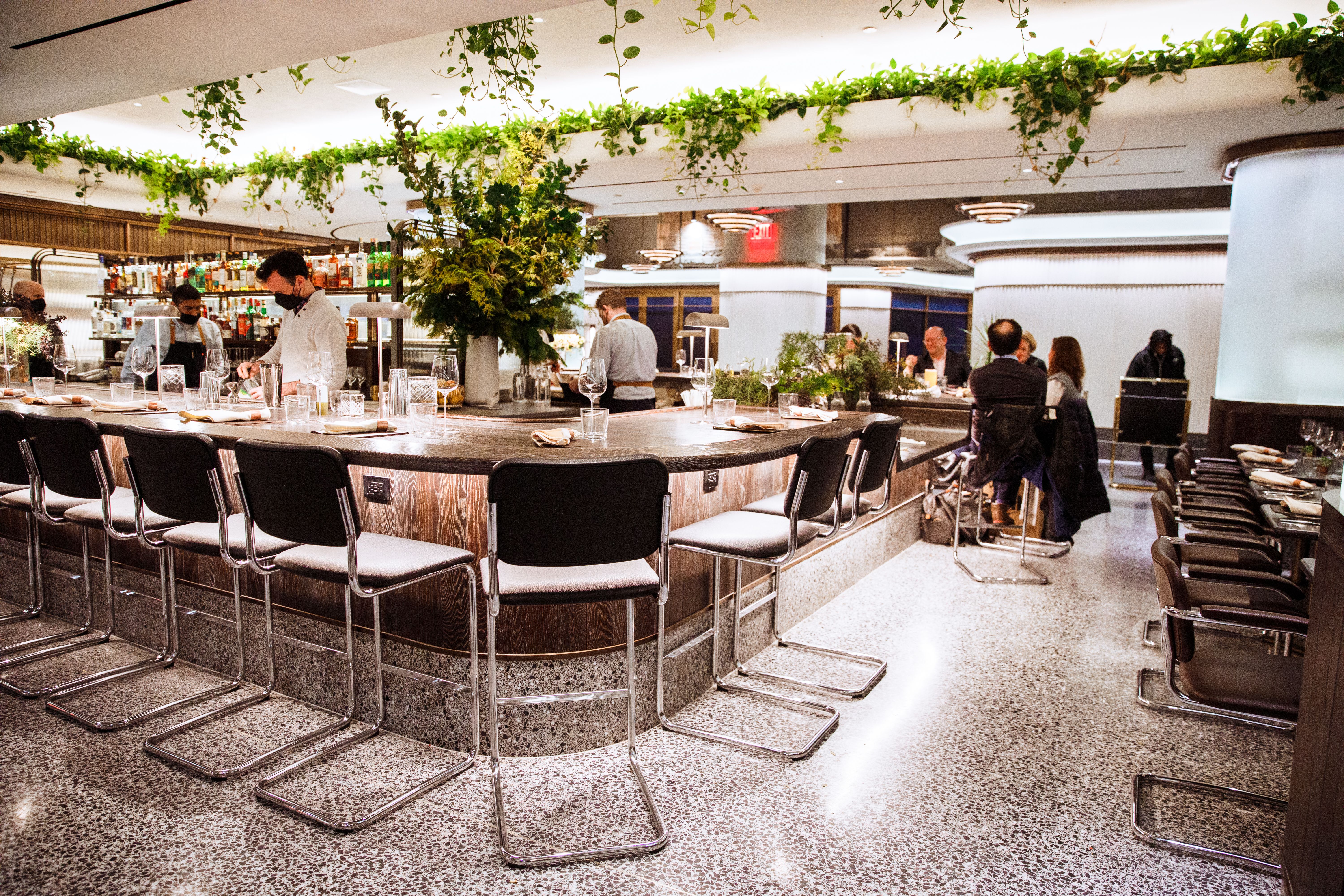 The bar area at Five Acres at Rockefeller Center