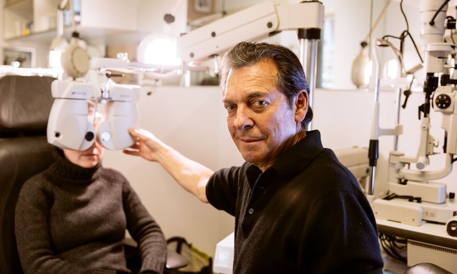 Dr. Mitch Cassel of Studio Optix conducting an eye exam
