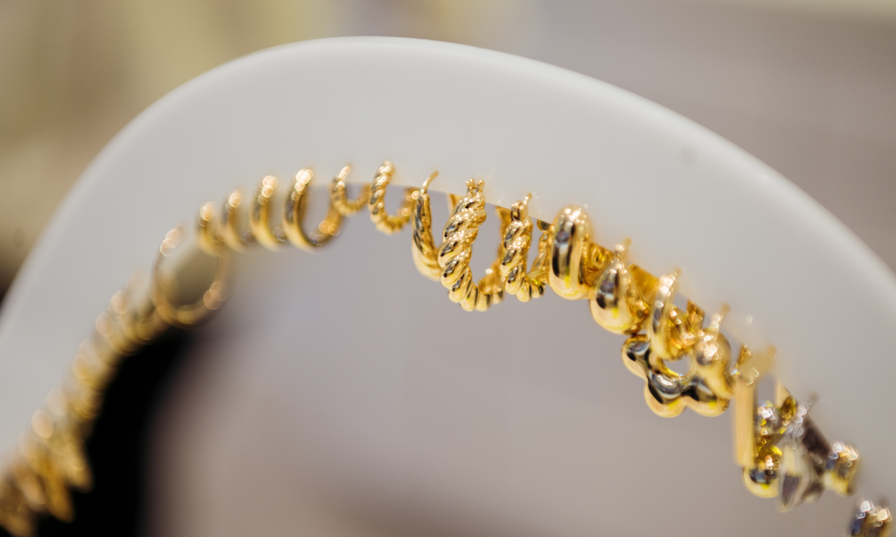 Earrings on display at STUDS at Rockefeller Center