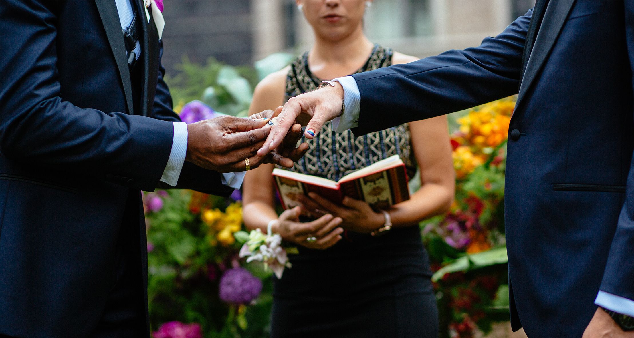 Eddie and Don exchanging their rings