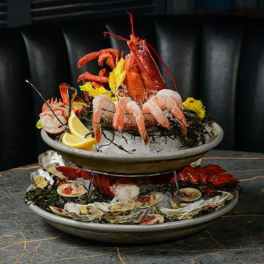 Shrimp and oysters from Pebble Bar at Rockefeller Center