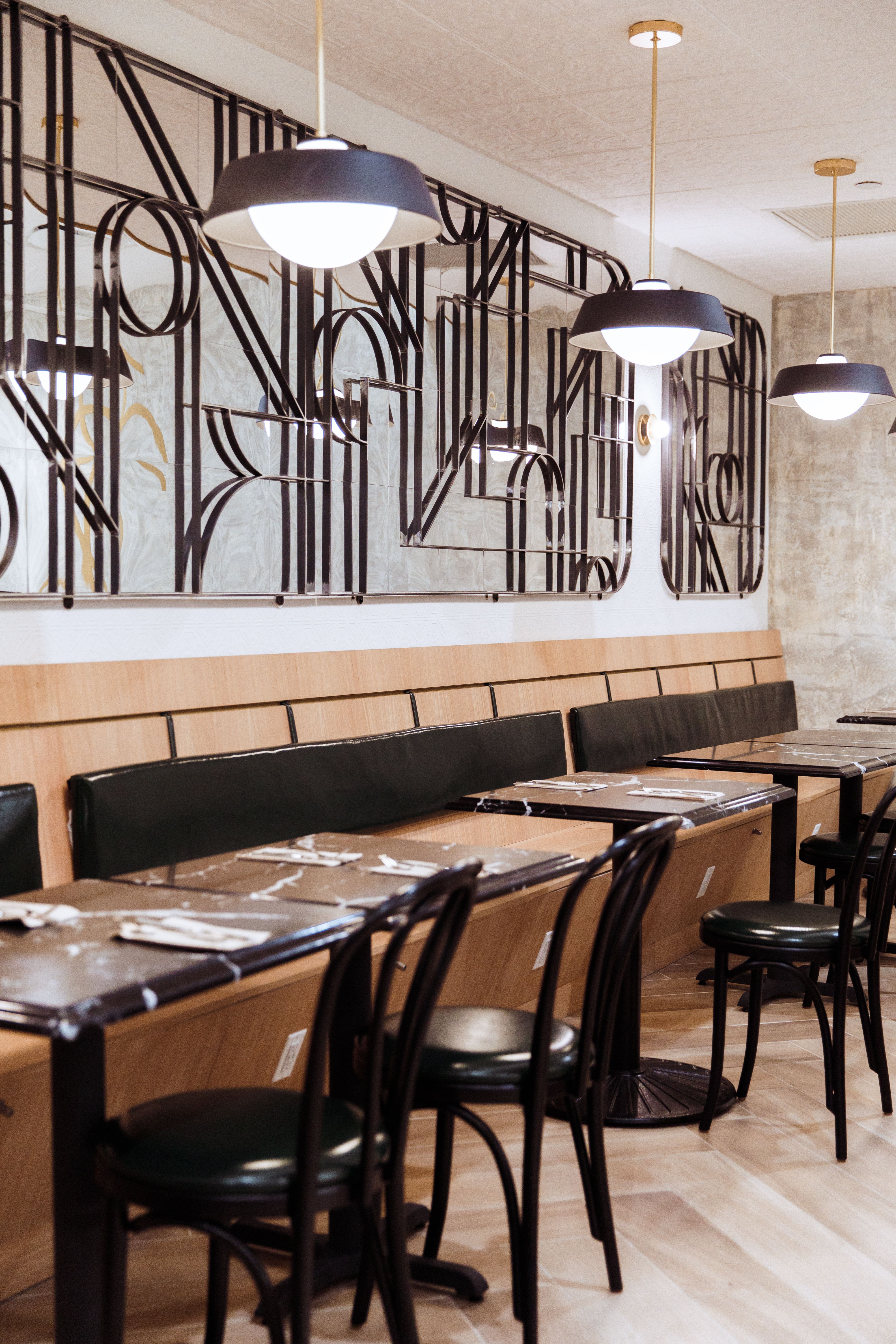 Chairs and tables set up in the restaurant