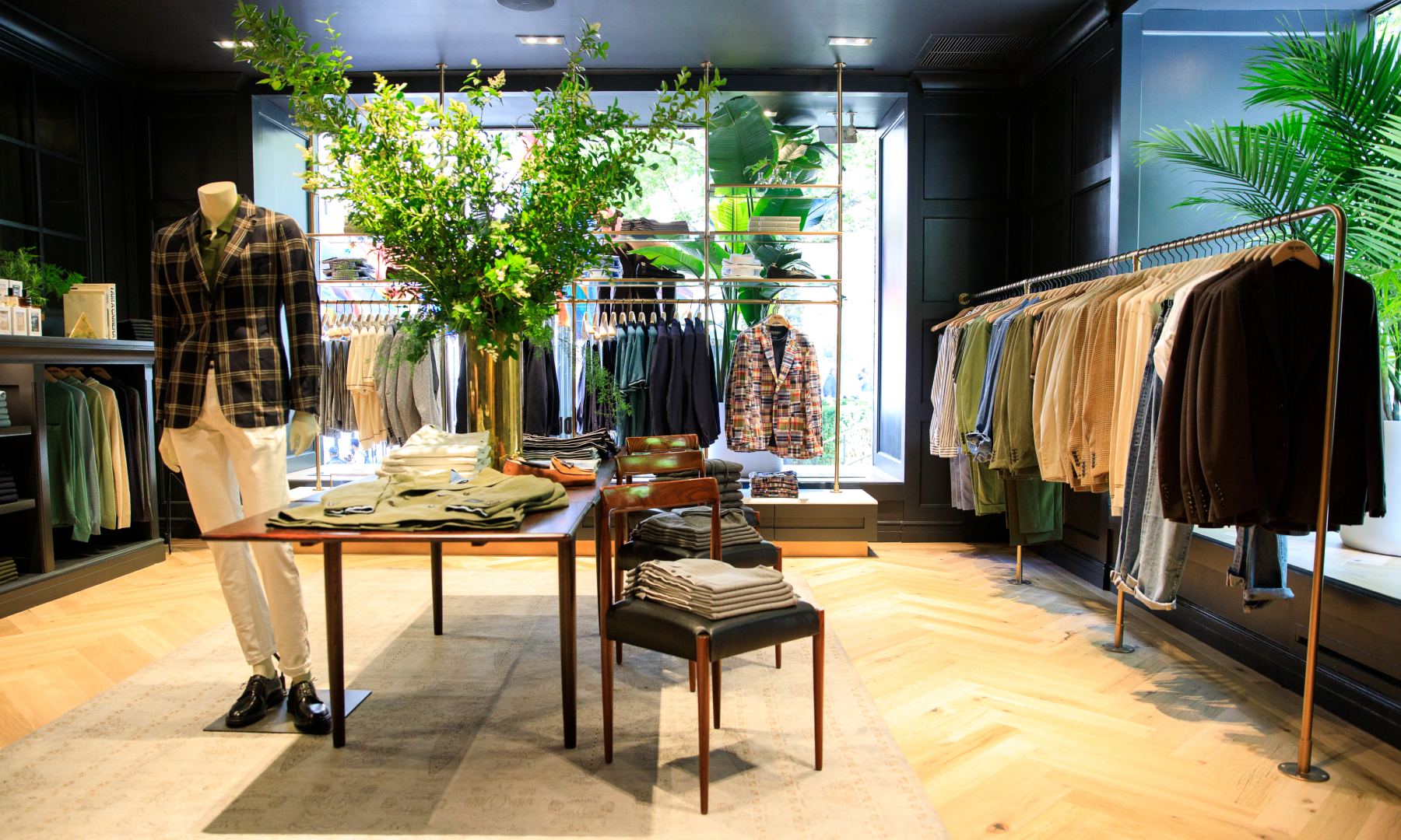 Men's clothing on display at Todd Snyder at Rockefeller Center