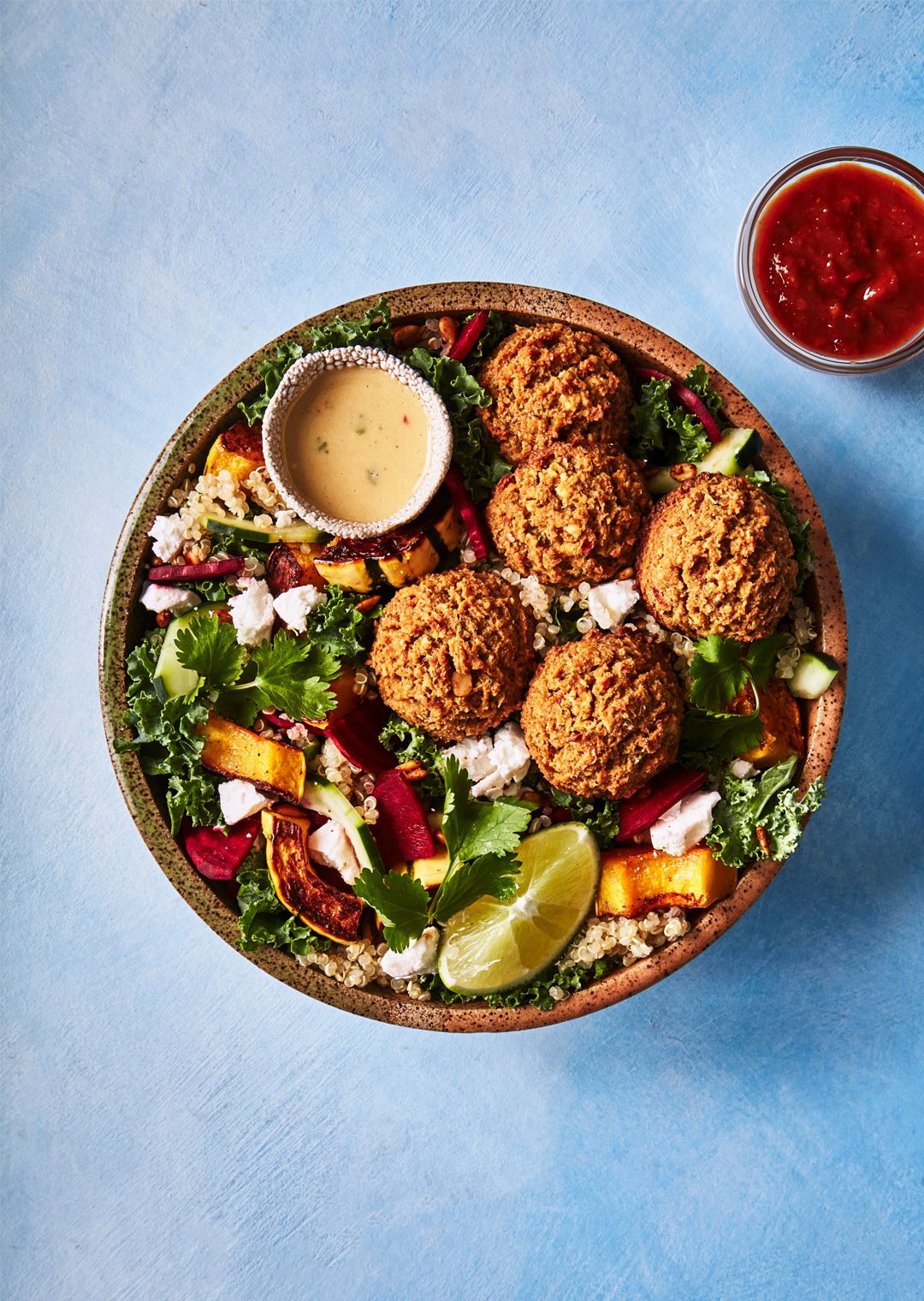 fresh sweetgreen salad with falafel