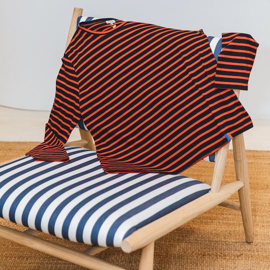 Red and black stripe long sleeve t-shirt from Kule at Rockefeller Center