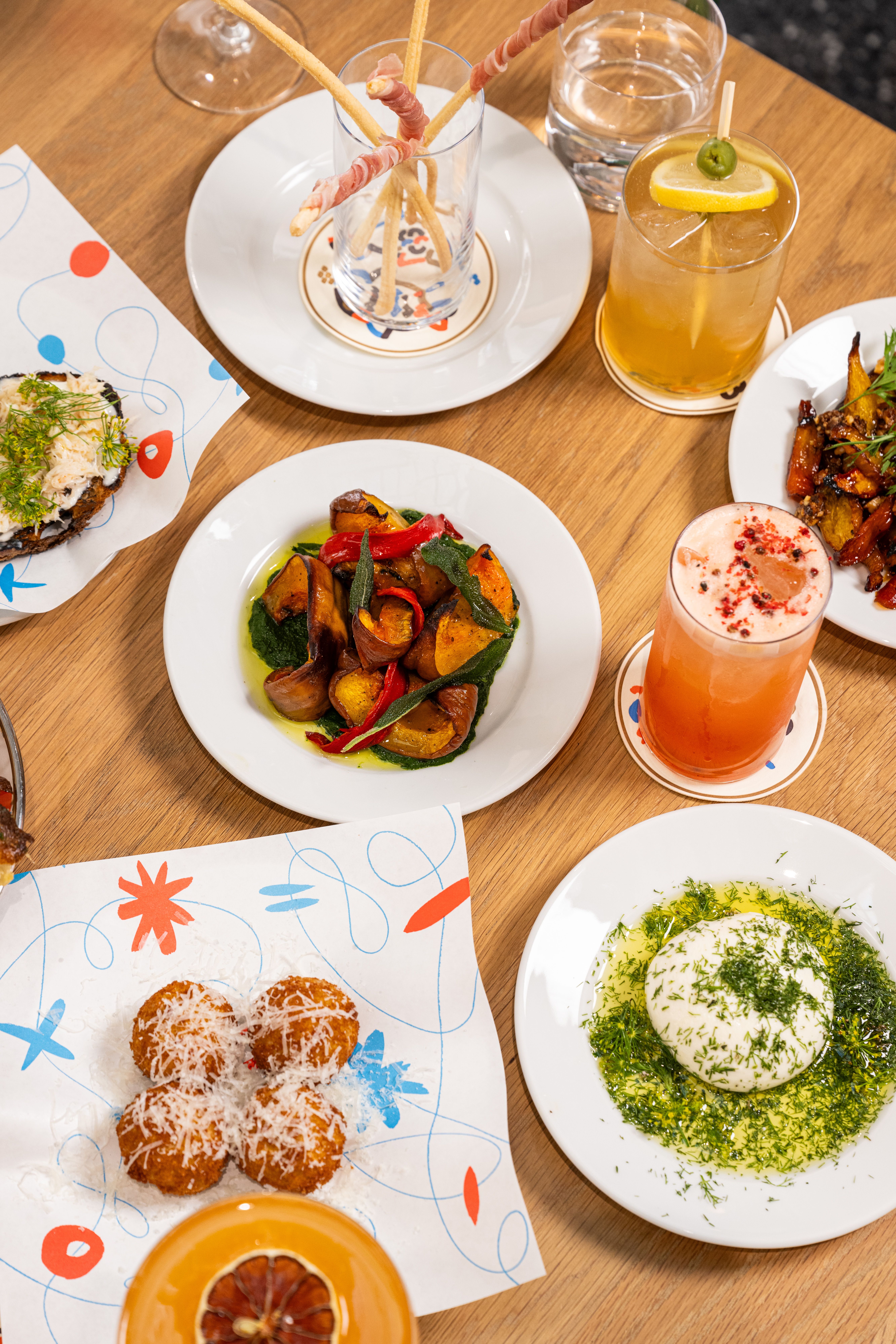 Various pastas and entrees from Jupiter at Rockefeller Center