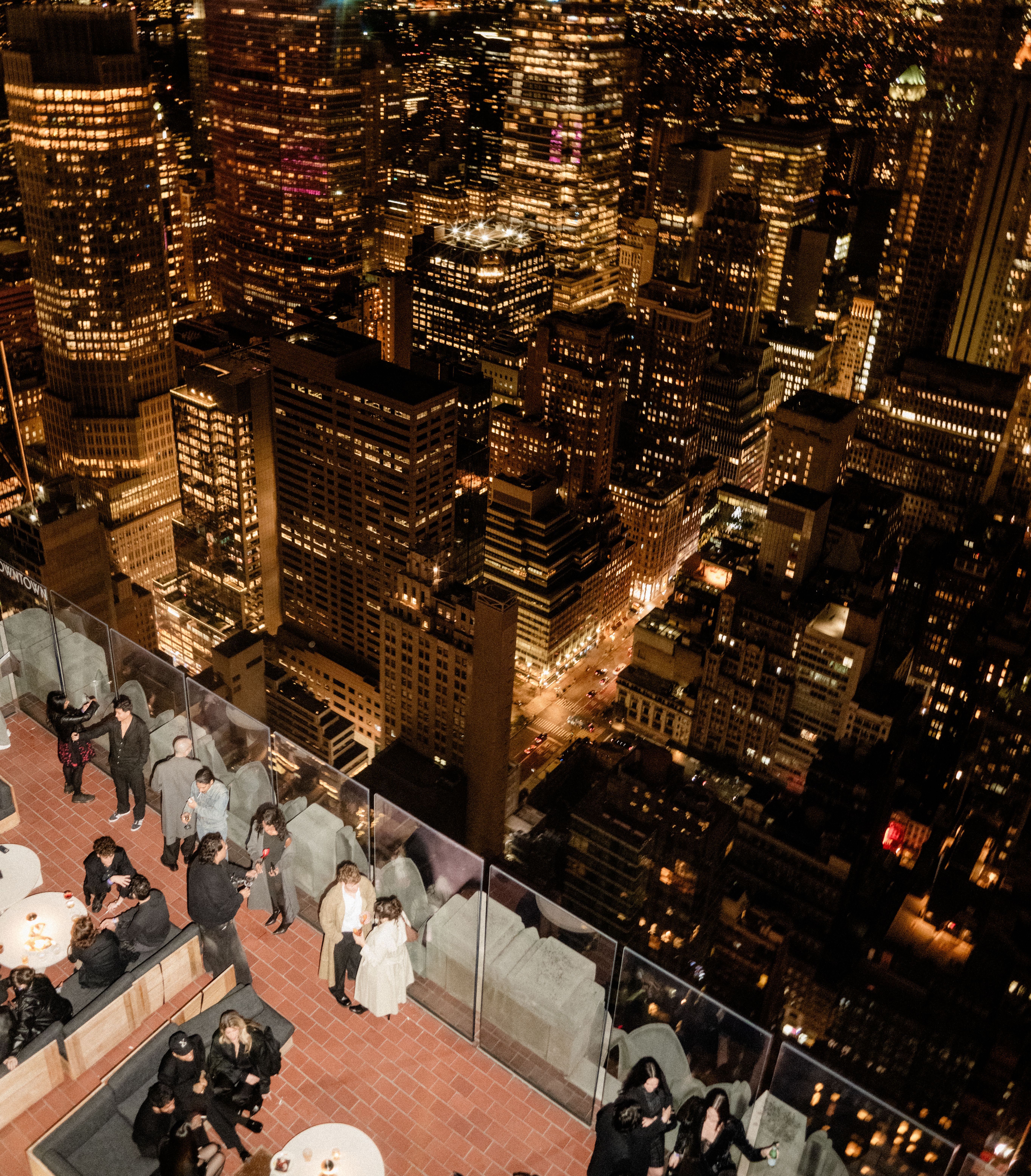 aerial view of people at the weather room in NYC