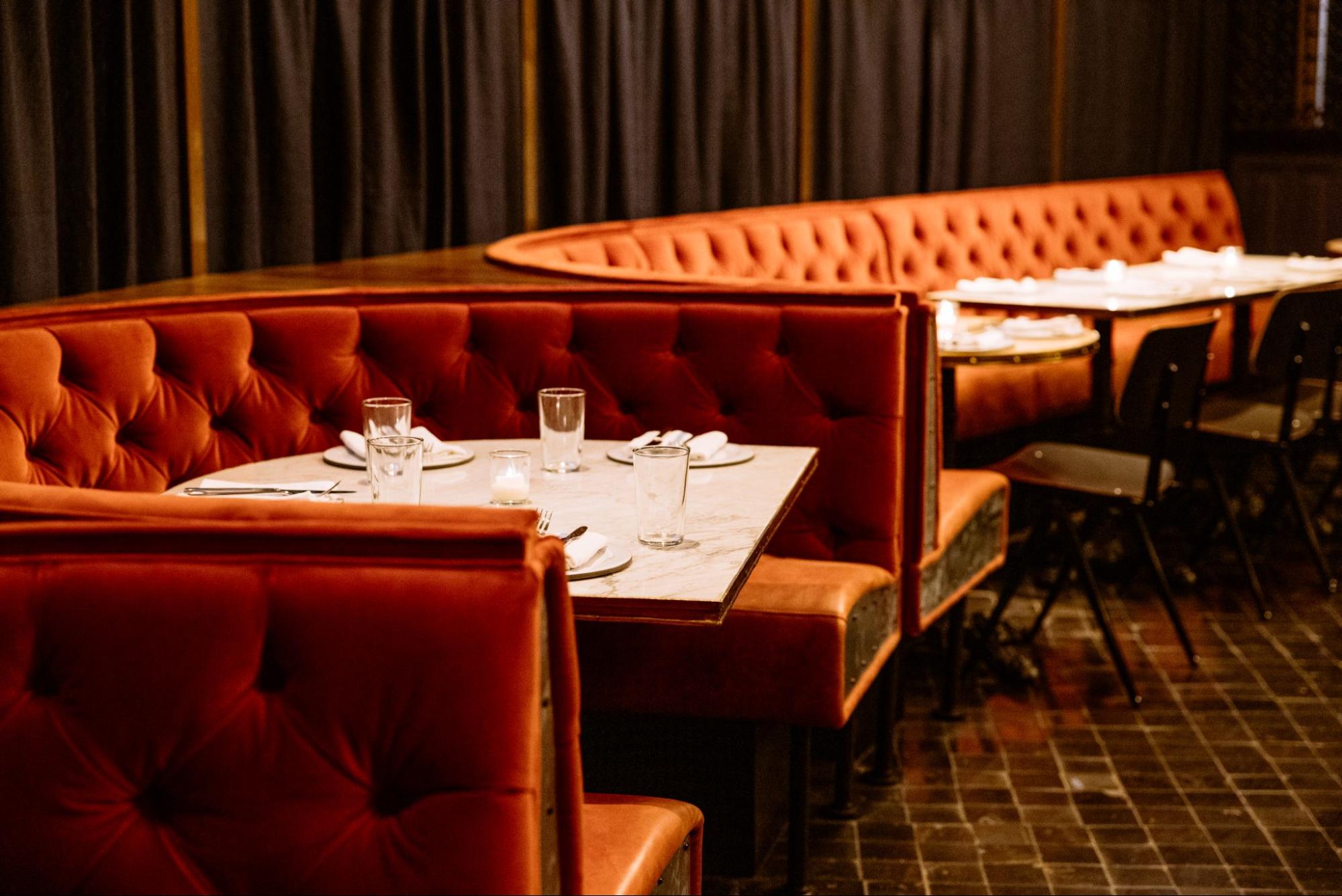 Romantic booths at a lounge