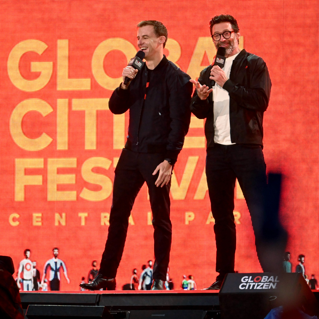 Actor Hugh Jackman on stage at the Global Citizen Festival